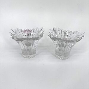 Glass Fluted Crystal Clear Starburst Candlesticks VTG Mikasa Set of 2